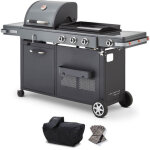 Brasero by favex - barbecue plancha bi - energy xl gaz & charbon ? 3 br�leurs 10, 8 kw ? plancha fonte ...