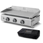 Brasero by favex - plancha gaz inox 3 br�leurs silvia iig evo inox ? 7, 95 kw ? plaque inox 5 mm 67 x ...