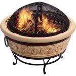 Teamson home - brasro de jardin  bois chauffage extrieur tisonnier couvercle grille charbon bbq oxyde ...