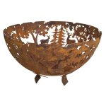 Esschert design - brasero rouille en acier avec animaux et arbres 58cm