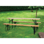 Brasserie ensemble plateau de table en acier et bancs en bois pliants jardin exte'rieur de pique - nique ...