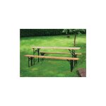 Brasserie ensemble plateau de table en acier et bancs en bois pliants jardin exte'rieur de pique - nique ...