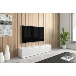 Bratex - meuble tv lowboard d 140 cm, meuble tv avec �clairage led, meuble tv suspendu, coloris blanc ...