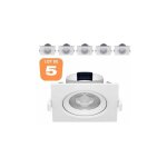 Braytron - lot de 5 spots led encastrables carr� blanc 5w ip20 4000k