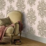 Papier peint �l�gant motif baroque rose et or | tapisserie baroque chic rose chambre & salle � manger ...
