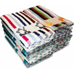 Home pc12r lot de 12 torchons de cuisine en ponge 100 % coton 50x50 cm rayures multicolore - briebe