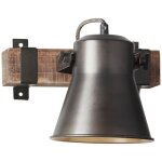 Brilliant - lampe, spot mural decca, acier noir, 1x a60, e27, 10w, bois issu de la foresterie durable ...