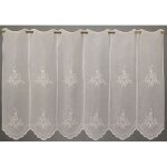 Brise bise en �tamine fantaisie brod�e blanc 90x90 cm