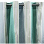 Brise - rideau en coton  ?illets  rayures turquoise 150x270