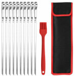 Brochettes pour barbecue inox 10 pics brochettes plates larges pique pour kebab viande fruits l�gumes ...