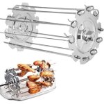 Brochettes de r�tissoire pour barbecue, brochette rotative pour barbecue en acier inoxydable