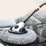 Brosse de lavage voiture avec perche t�lescopique en alliage d'aluminium, t�te en microfibre pour nettoyage ...