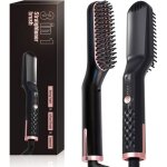 Brosse lissante pour cheveux, 3 en 1 brosse chauffante fer a lisser lisseur barbe, anti - br�lure ionique ...