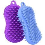 Brosse de massage du cuir chevelu pour shampooing - brosse exfoliante en silicone pour le corps et le ...