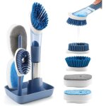 Brosse vaisselle avec r�servoir, brosse de nettoyage r�glable avec distributeur de liquide, set de 4 ...
