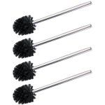 Lot de 4 brosses wc de rechange wenko brosse wc noire avec manche en acier inox, format conomique, plastique ...