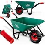 Brouette 100l max. 250kg brouette jardin brouette de chantier jardinage chariot de transport roue gonflable ...