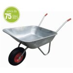 Brouette en acier galvanis� 75 litres ? charge maximale 300 kg ? 2 roues ? dimensions 130. 5 x 61 x 62 ...