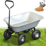 Chariot de jardin  main 75l - remorque brouette 4 roues gonflables  260 mm - benne basculante - capacit ...