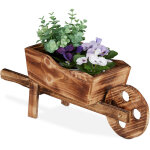 Brouette pour plantes, bois brl, jardin dcoration, design vintage, hxlxp 19 x 47 x 15cm, nature - ...
