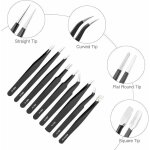 Brucelles durcies et tr�s �lastiques 1, 5 mm rogn�es ensemble de 9 pi�ces