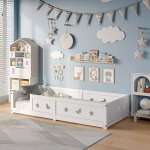 Bsmgsgn - lit enfant 140x200 cm cadre de lit en bois avec barri�re de s�curit� et sommier � lattes, design ...