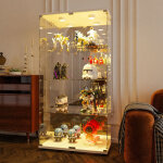 Bsmgsgn - vitrine en verre miroir avec led 163. 9x80, 49x36, 49cm, meuble vitrine moderne avec 2 portes ...