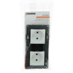 Bticino - double prise de courant prcble altge 16a bornes automatiques - finition neige