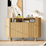 Buffet 120 cm moderne avec rangement multifonction, portes effet 3d type r�frig�rateur, �tag�res r�glables ...