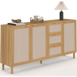 Buffet 160 cm robin 4 portes bois et effet lin