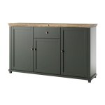 Meublorama - buffet 160cm avec 3 portes et un tiroir collection assia. coloris vert et ch�ne.