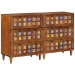 Buffet 2 pcs noyer 60 x 33 x 75 cm bois de mangue massif