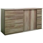 Meublorama - buffet 2 portes coulissantes romi - coloris dab canyon - 160 x 99 x 55 cm