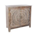 Buffet avec 2 portes en m�tal coloris marron - longueur 90 x profondeur 40 x hauteur 90 cm