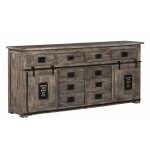Massivmoebel24 - buffet 200x45 manguier laqu gris railway 222