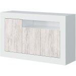 Buffet avec 3 portes et 1 �tag�re coloris blanc artic / blanc poli - hauteur 87 x longueur 144 x profondeur ...