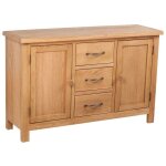 Buffet bahut armoire console meuble de rangement avec 3 tiroirs 110 cm bois de ch�ne massif