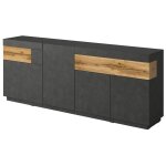 Meublorama - buffet, bahut, enfilade kiles quatre portes, deux tiroirs. coloris gris anthracite et chêne. ... Meublorama - buffet, bahut, enfilade kiles quatre portes, deux tiroirs. coloris gris anthracite et chêne. ...