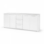 Buffet bas 4 portes 3 tiroirs - blanc mat - l 179 x p 42 x h 74, 5 cm