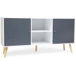 Idmarket - buffet bas scandinave 140 cm effie 2 portes bois blanc et gris Idmarket - buffet bas scandinave 140 cm effie 2 portes bois blanc et gris