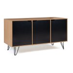 Idmarket - buffet bas vintage 113 cm noemi 3 portes bois pied épingle Idmarket - buffet bas vintage 113 cm noemi 3 portes bois pied épingle