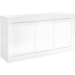 Buffet basico - d�cor blanc laqu� brillant - 3 portes - l160 x p42 x h85, 8 cm