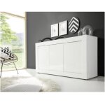 Buffet basico - dcor blanc laqu brillant - 3 portes - l160 x p42 x h85, 8 cm