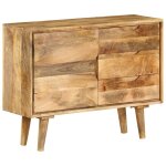 Vidaxl ? buffet en bois de manguier massif 90x30x69 cm ? 3 tiroirs et 2 �tag�res ? finition laqu�e et ...