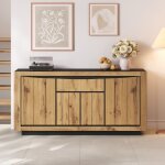 Buffet en bois salon avec 4 portes de rangement et 1 tiroir 140 x 38, 5 x 52 cm commode polyvalent moderne ...