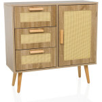 Buffet / commode stryn 80x30x78 cm 3 tiroirs 1 porte marron clair hjh living