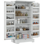 Buffet cuisine armoire de cuisine 5 niveaux avec portes et �tag�res r�glables 60l x 40p x 120h cm grain ...