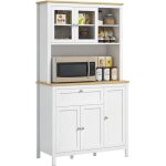 Buffet de cuisine haut 5 portes dont 2 portes vitr�es et 1 tiroir, 1 niche centrale - hauteur 180 cm ...
