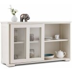 Costway - buffet de cuisine, meuble rangement avec 2 etag�res, porte coulissante, design simple et contemporai ...
