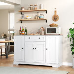 Buffet de cuisine multifonction 138 cm ? bahut moderne avec tiroir, portes avec �tag�res r�glables et ...